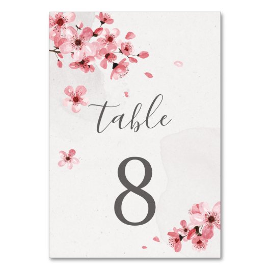 Waterverf Floral Pink Cherry Blossom Wedding Kaart (Achterkant)