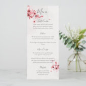 Waterverf Floral Pink Cherry Blossom Wedding Menu (Staand voorkant)