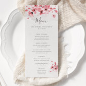 Waterverf Floral Pink Cherry Blossom Wedding Menu