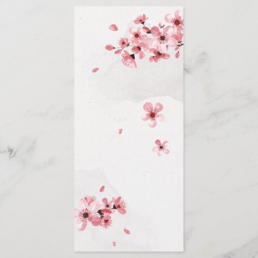 Waterverf Floral Pink Cherry Blossom Wedding Menu (Achterkant)