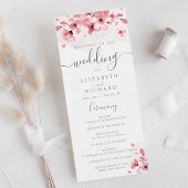 Waterverf Floral Pink Cherry Blossom Wedding Programmakaart