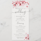 Waterverf Floral Pink Cherry Blossom Wedding Programmakaart (Voorkant)