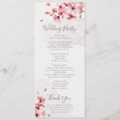 Waterverf Floral Pink Cherry Blossom Wedding Programmakaart (Achterkant)