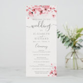 Waterverf Floral Pink Cherry Blossom Wedding Programmakaart (Staand voorkant)