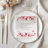 Waterverf Floral Pink Cherry Blossom Wedding Servet