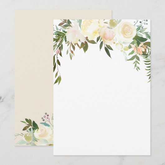 Waterverf Floral Pink Cream Ivoorkust BLANK Kaart (Voorkant / Achterkant)