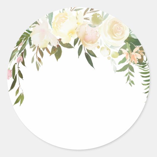 Waterverf Floral Pink Cream Ivoorkust BLANK Ronde Sticker (Voorkant)
