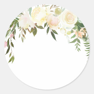 Waterverf Floral Pink Cream Ivoorkust BLANK Ronde Sticker