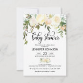 Waterverf Floral Pink Cream Ivory Baby shower Kaart (Voorkant)