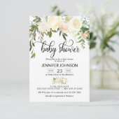 Waterverf Floral Pink Cream Ivory Baby shower Kaart (Staand voorkant)