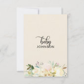 Waterverf Floral Pink Cream Ivory Baby shower Kaart (Achterkant)