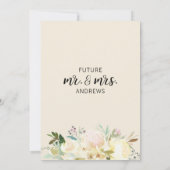 Waterverf Floral Pink Cream Ivory Couple's Shower Kaart (Achterkant)