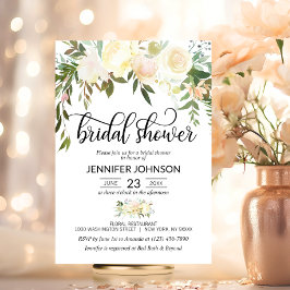 Waterverf Floral Pink Cream Ivory Vrijgezellenfees Kaart