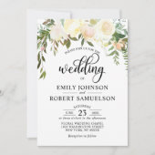 Waterverf Floral Pink Cream Ivory Wedding Kaart (Voorkant)