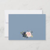 Waterverf Floral Pink Dusty Blue Wedding RSVP Kaartje (Achterkant)