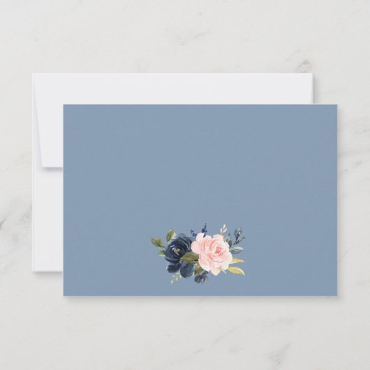 Waterverf Floral Pink Dusty Blue Wedding RSVP Kaartje (Achterkant)