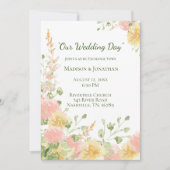 Waterverf Floral Pink Elegant Chic Green Script Kaart (Voorkant)