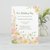 Waterverf Floral Pink Elegant Chic Green Script Kaart (Staand voorkant)