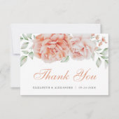 Waterverf Floral Pink Elegant Wedding Dank je Bedankkaart (Voorkant)