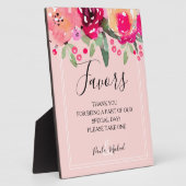 Waterverf Floral Pink Favors Sign Plaque Fotoplaat (Zijkant)