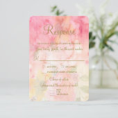 Waterverf Floral Pink Formal Wedding RSVP Antwoord (Staand voorkant)