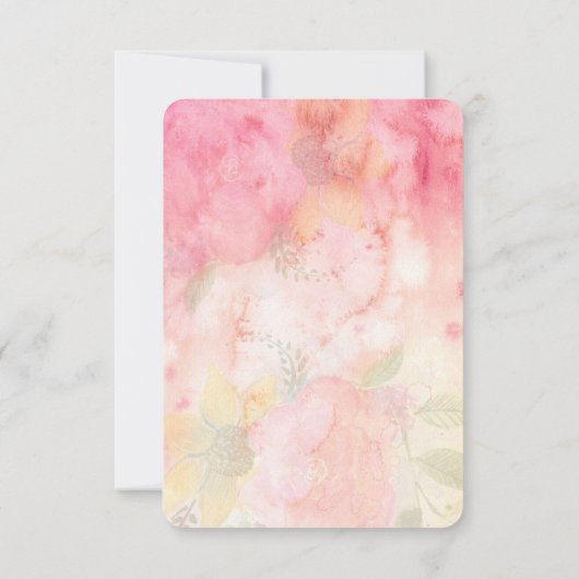 Waterverf Floral Pink Formal Wedding RSVP Antwoord (Achterkant)