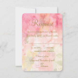 Waterverf Floral Pink Formal Wedding RSVP Antwoord