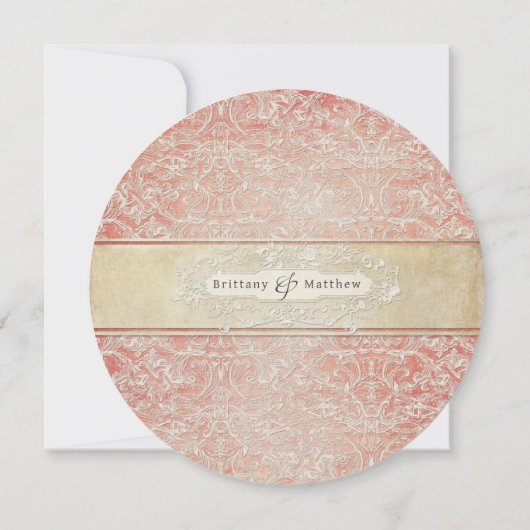 Waterverf Floral Pink  Franse Regency Lace Kaart (Achterkant)