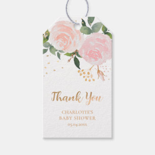 Waterverf Floral Pink Gold Baby shower Gift Labels Cadeaulabel