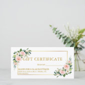 Waterverf Floral Pink Gold Cadeaubon (Staand voorkant)