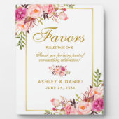 Waterverf Floral Pink Gold Wedding Fotoplaat (Voorkant)