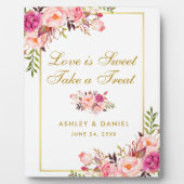 Waterverf Floral Pink Gold Wedding Tredes Fotoplaat (Voorkant)