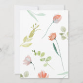 Waterverf Floral Pink Green Vrijgezellenfeest Kaart (Achterkant)