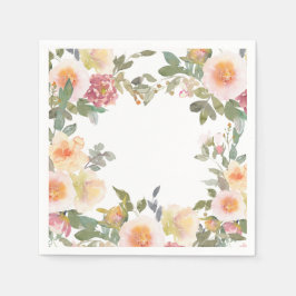 Waterverf Floral Pink Green Vrijgezellenfeest Servet