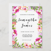 Waterverf Floral Pink Greenery Wedding Kaart (Voorkant)