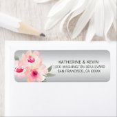 Waterverf Floral Pink Grey Flowers Retouradres Etiket (Insitu)
