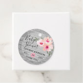 Waterverf Floral Pink Grey Rustic Baby shower Bedankjes Labels (In situ)