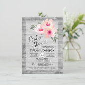 Waterverf Floral Pink Grey Rustic Vrijgezellenfees Kaart (Staand voorkant)