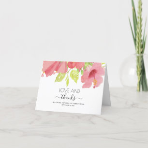 Waterverf Floral Pink Hibiscus Wedding Bedankkaart