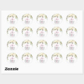 Waterverf Floral Pink Ivory Baptism Christening Ronde Sticker (Vel)