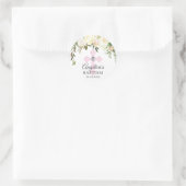 Waterverf Floral Pink Ivory Baptism Christening Ronde Sticker (Tas)