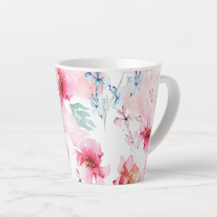 Waterverf Floral Pink Latte Mok
