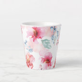 Waterverf Floral Pink Latte Mok (Voorkant)