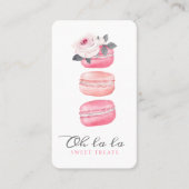Waterverf Floral Pink Macaron Bakery & Sweets Visitekaartje (Voorkant)