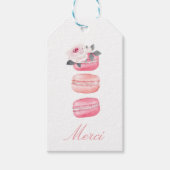 Waterverf Floral Pink Macaron Merci/Hartelijk dank Cadeaulabel (Voorkant)