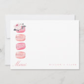 Waterverf Floral Pink Macaron Merci/Hartelijk dank Notitiekaartje (Voorkant)