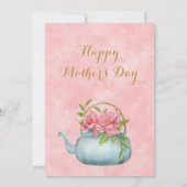 Waterverf Floral Pink Moederdag Tea Party Kaart (Achterkant)
