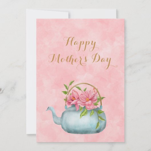 Waterverf Floral Pink Moederdag Tea Party Kaart (Achterkant)