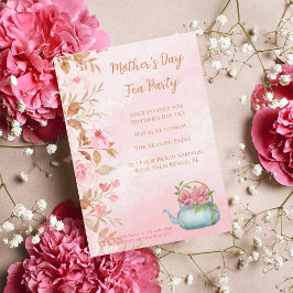 Waterverf Floral Pink Moederdag Tea Party Kaart