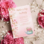 Waterverf Floral Pink Moederdag Tea Party Kaart
